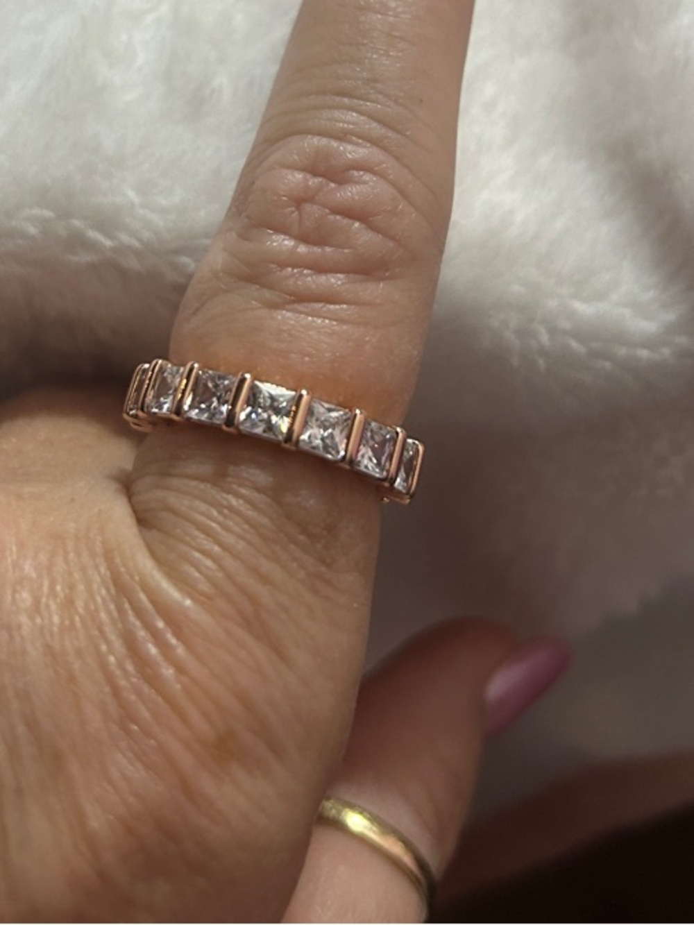 Bomb Party Eternity Ring Princess Cut on Rose Gold Tone NEW - Picture 4 of 6